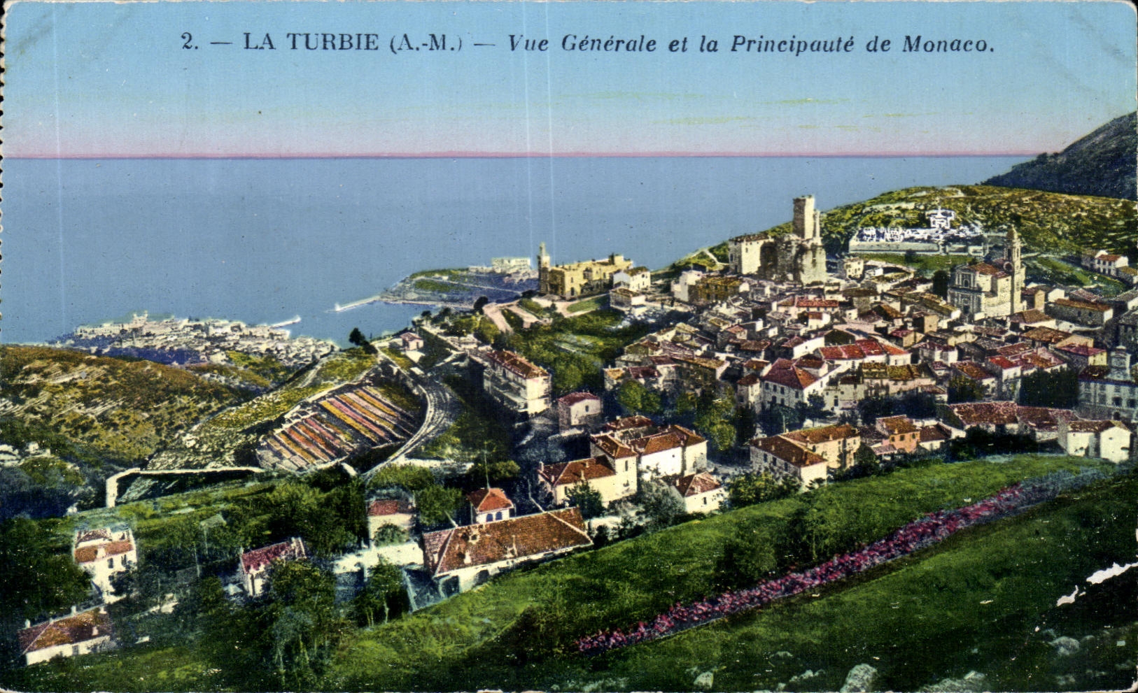 La Turbie (A.M.) — Vue Générale et la Principauté de Monaco.