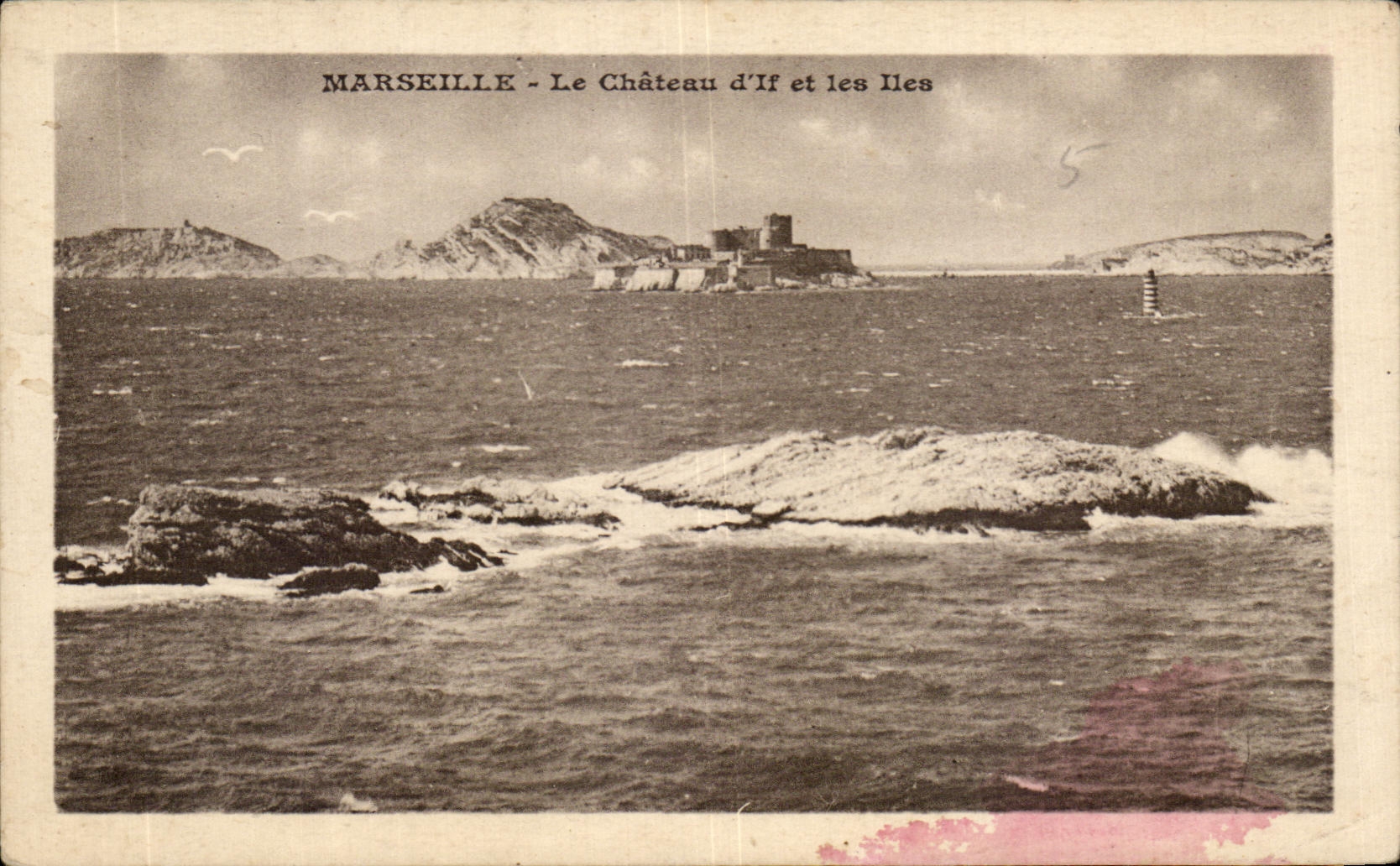 Antike Ansichtskarte Marseille Schloss If und die Inseln