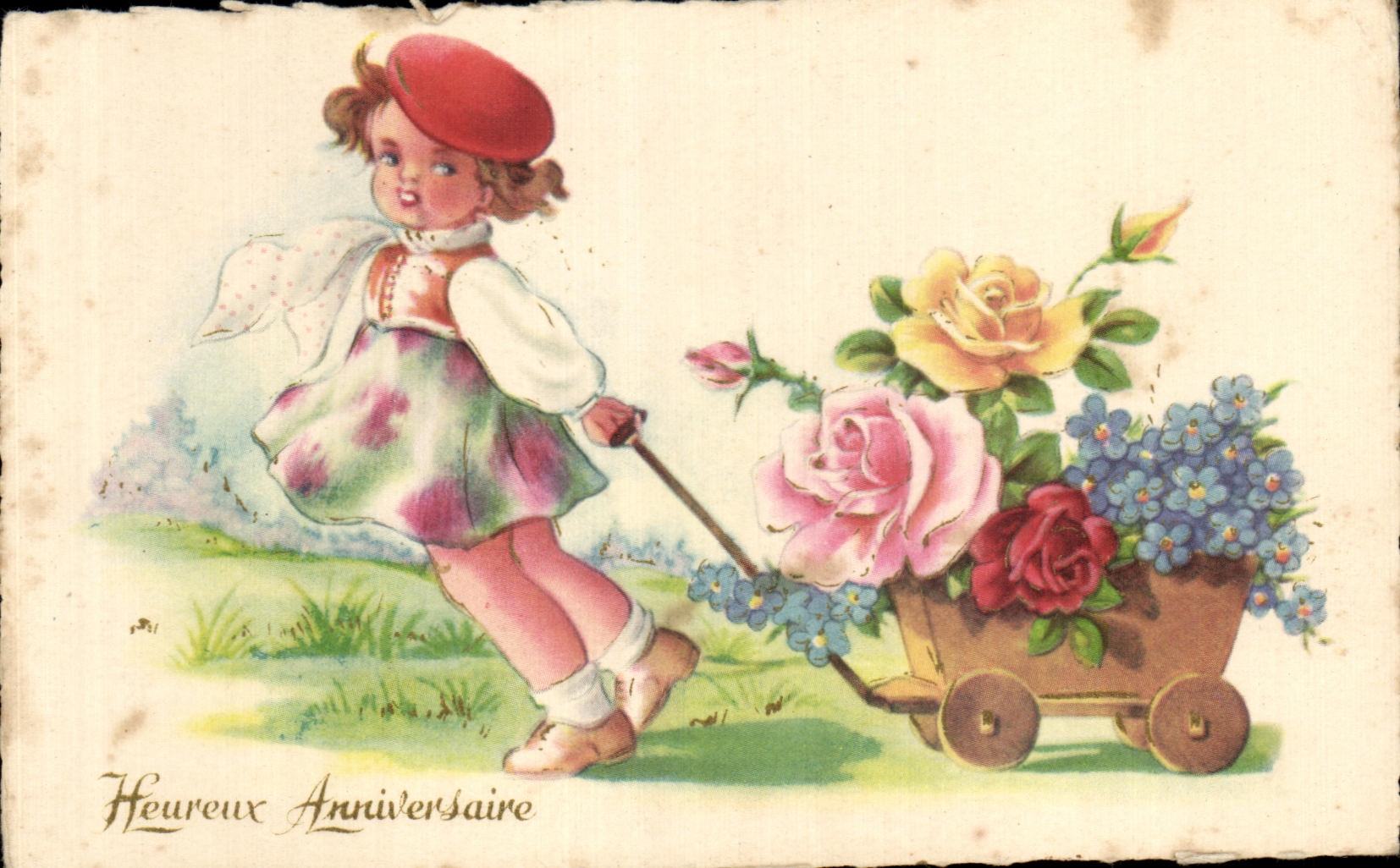 CPA Fantaisie Enfants Heureux Arniversaire