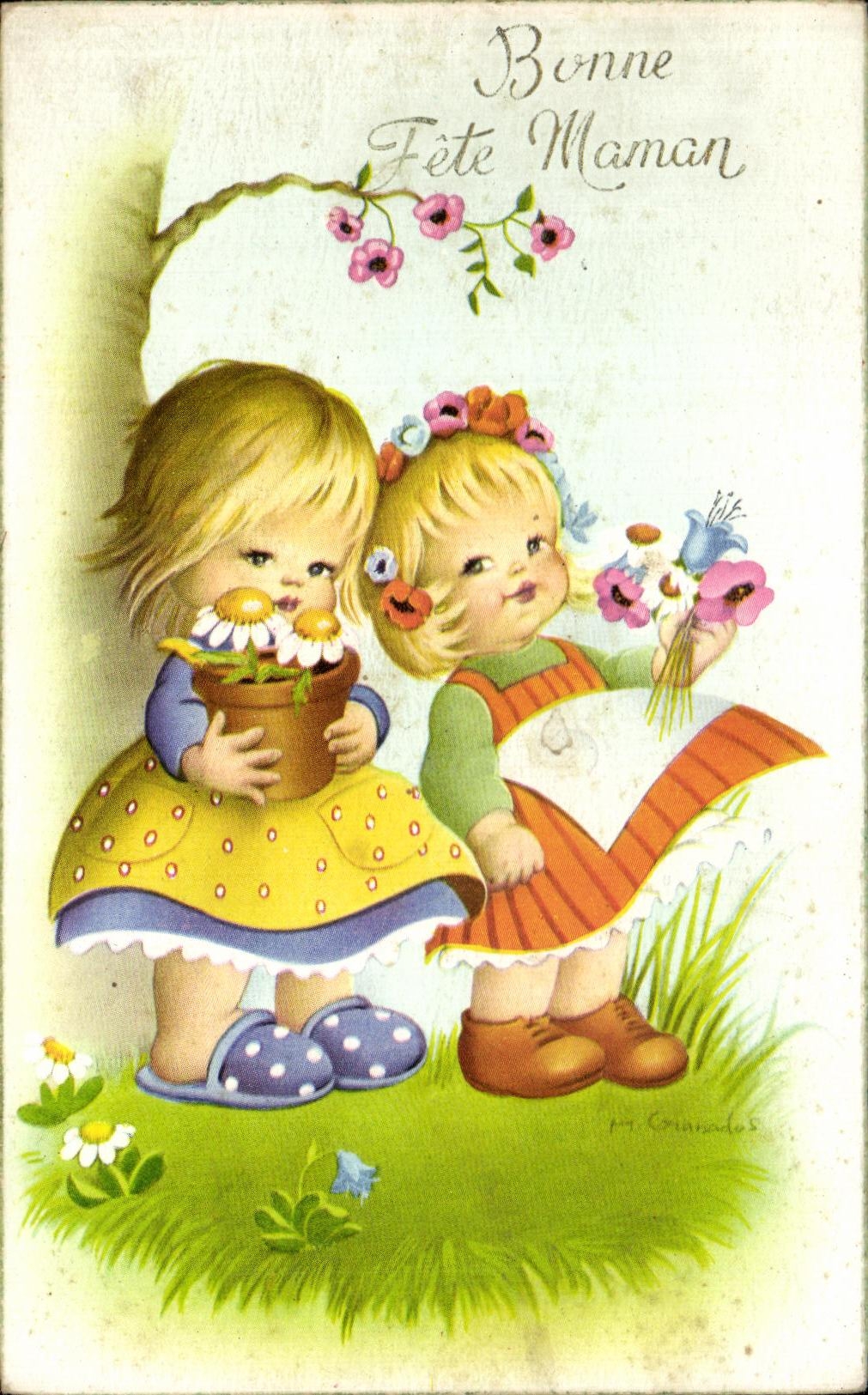 CPA Fantaisie Enfants Bonne fete maman