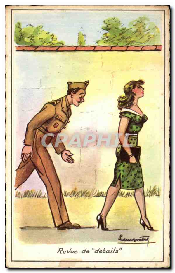 CPA Humour Revue de details Femme Militaire Militaria