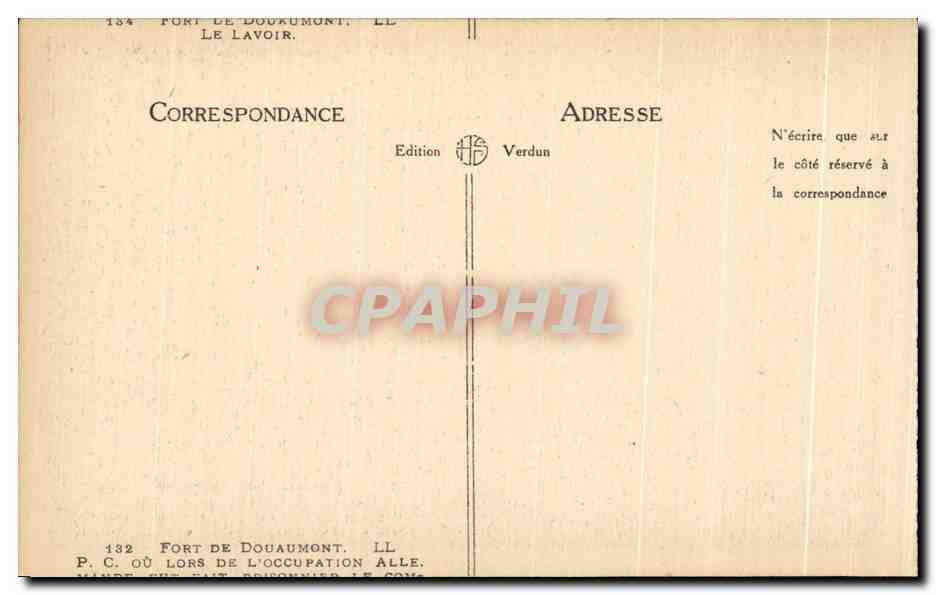 Fort de Douaumont — Le Lavoire — Édition Verdun — Verso