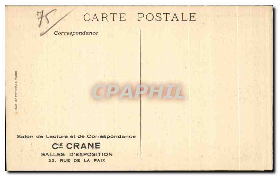 CPA Paris Salon de correspondance Cie Crane Salles d exposition Rue de la Paix  — Verso