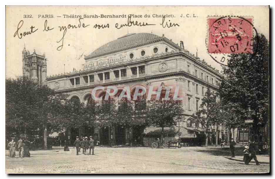 CPA Paris Theatre Sarah Bernhardt Place du Chatelet