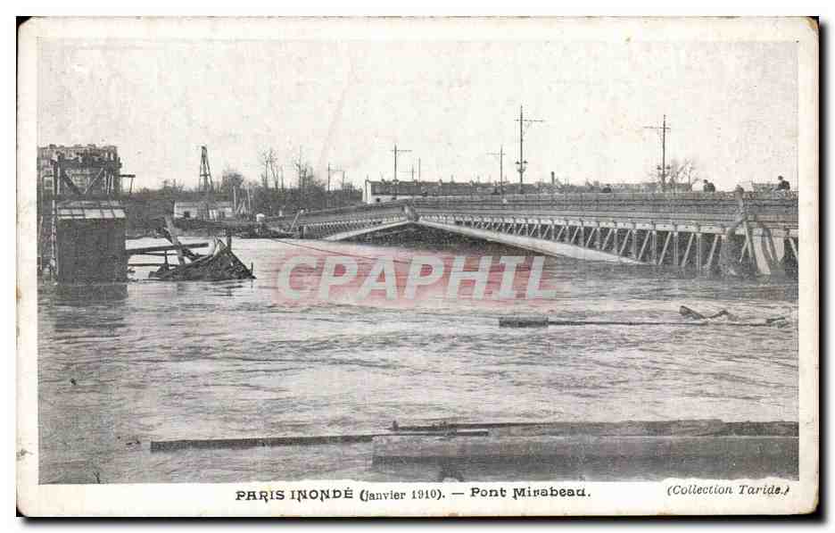 CPA Paris Inonde Pont Mirabeau Inondations Janvier 1910