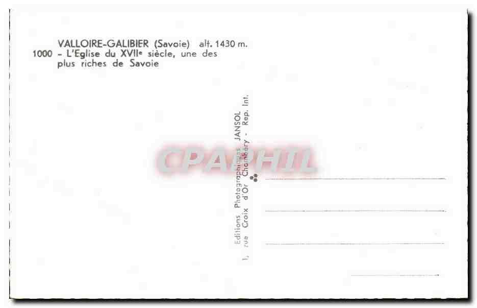 Valloire-Galibier — Église du XVIIe siècle, une des plus riches de Savoie — Jansol — Verso