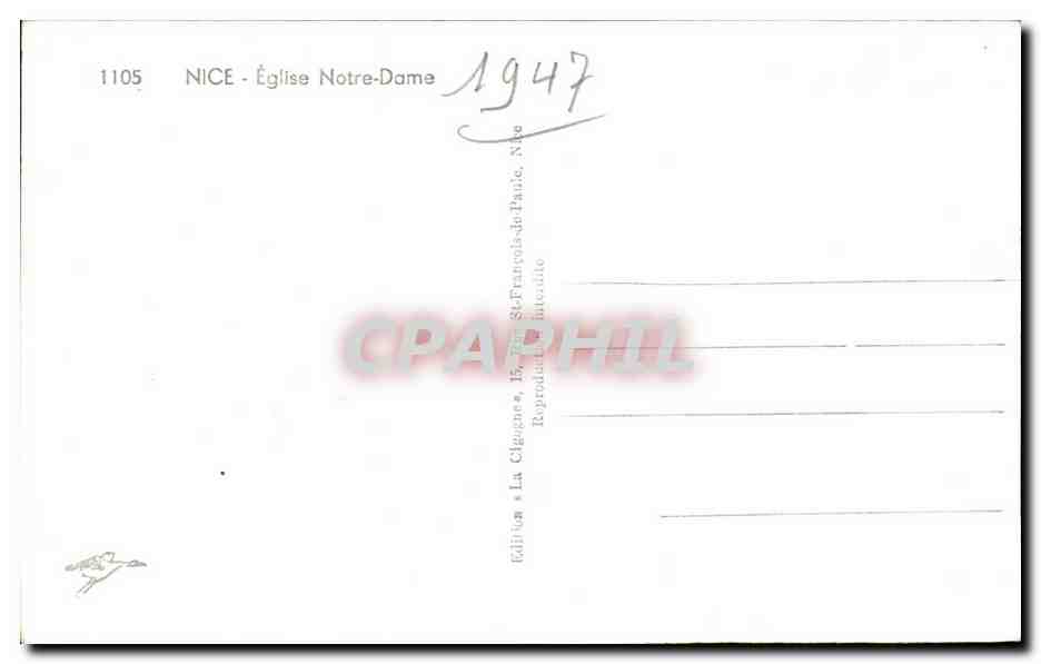 CPA Nice Eglie Notre Dame — Rückseite