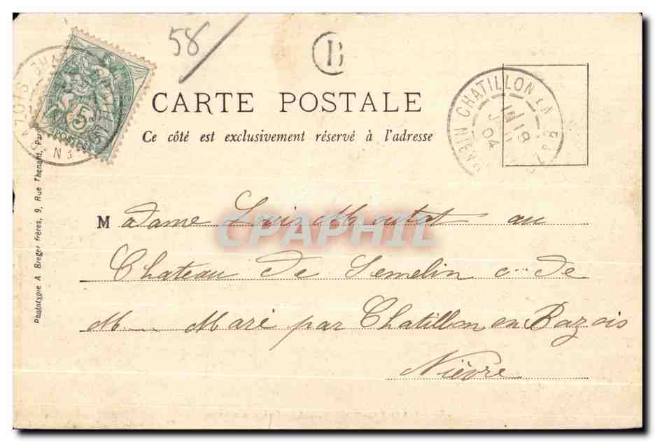 CPA Environs De Moulins Engilecat Chateau D Abon — Rückseite