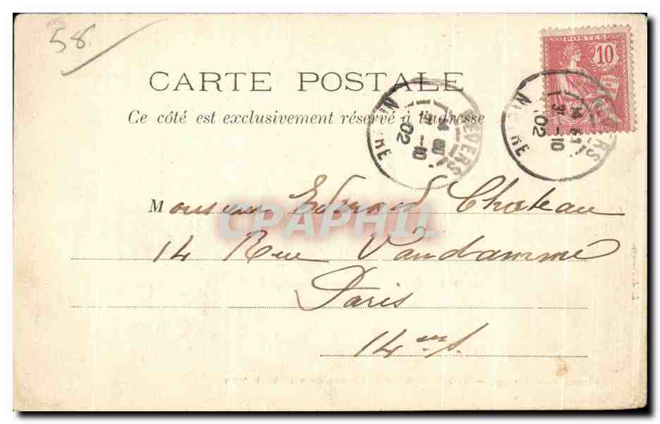 CPA Environs de Premery Ruines du vieux Chateau Montenoison  — Rückseite