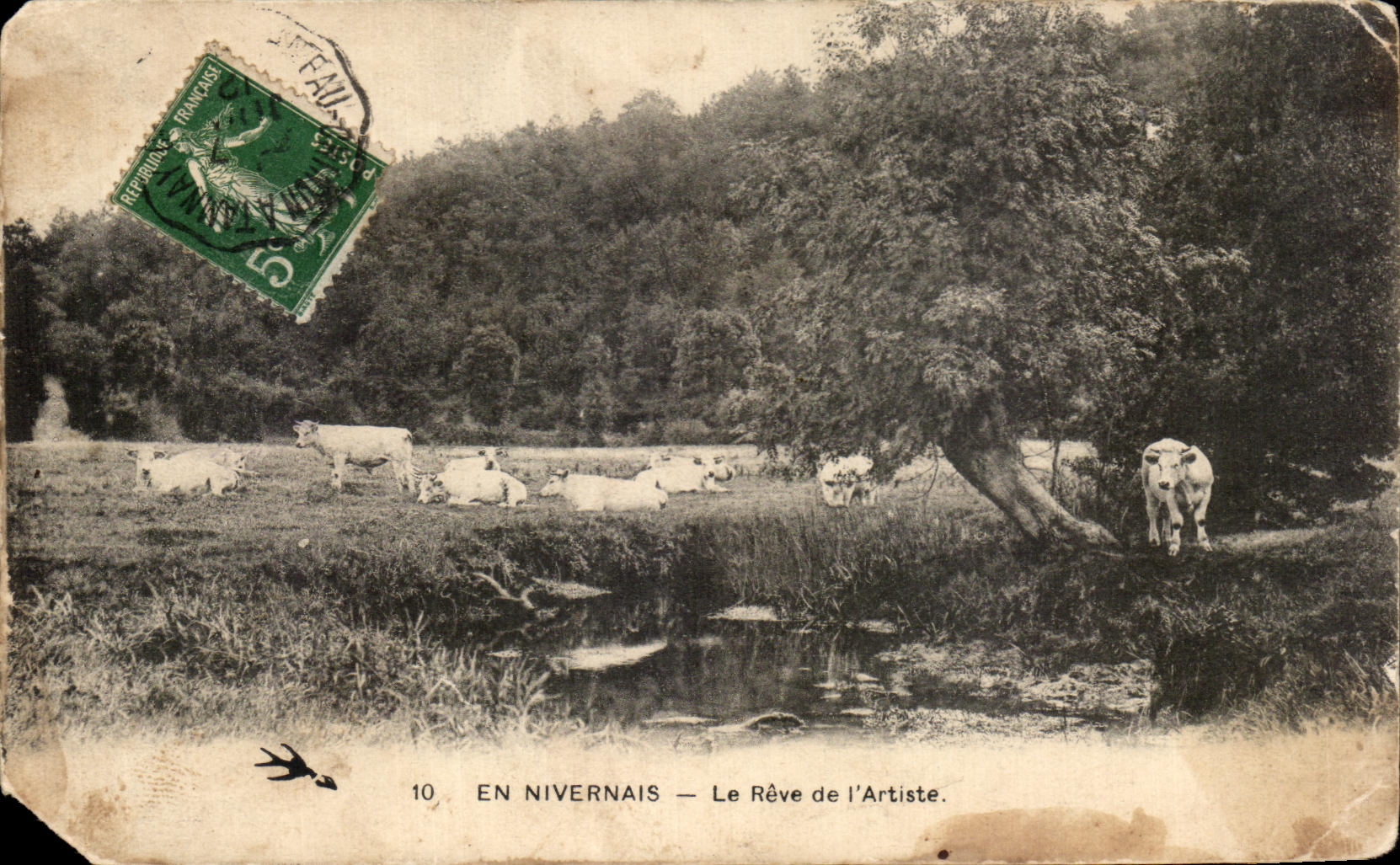CPA En Nivernais Le Reve de I Artiste Boeufs Nievre