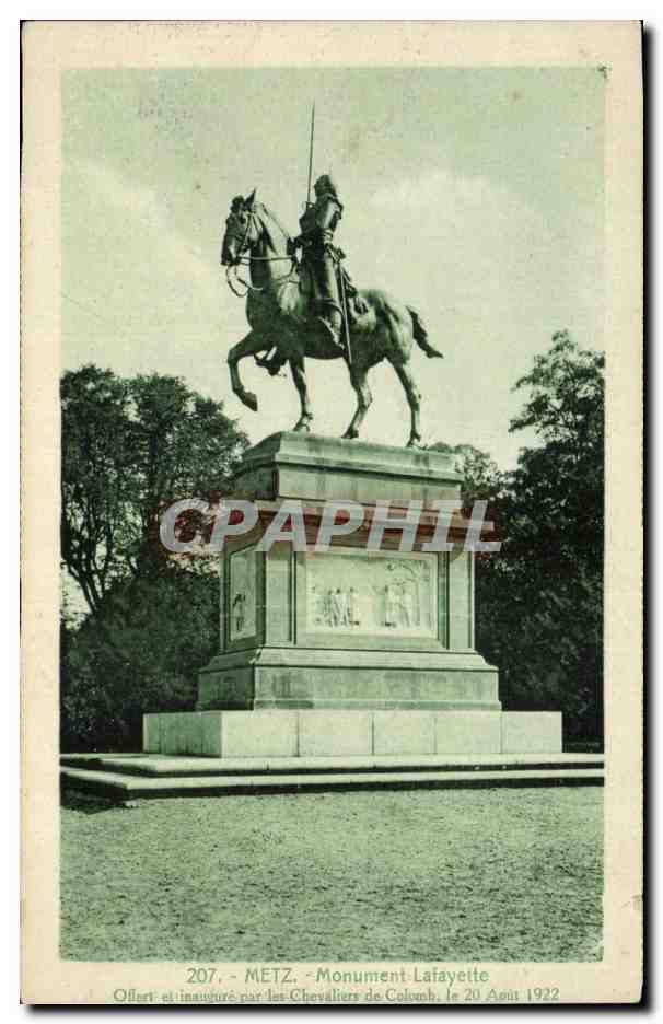 METZ - Monument Lafayette - Offert et inauguré par les Chevaliers de Colomb le 20 Août 1922