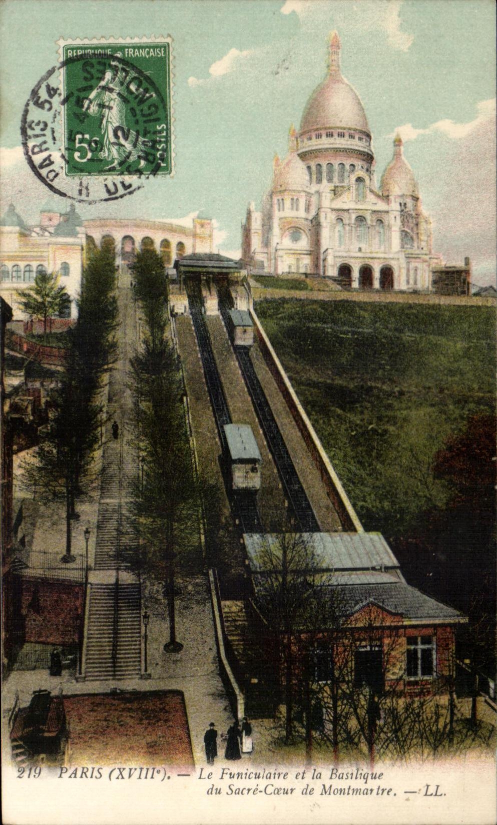 CPA Paris Le funiculaire et la Basilique du Sacre Coeur de Montmartre