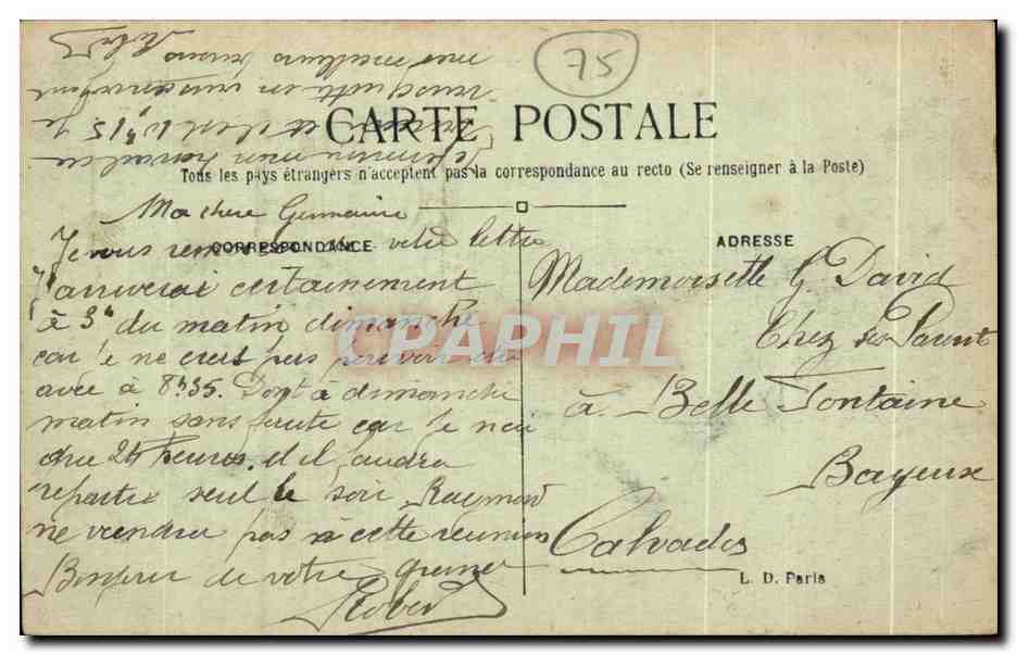 CPA Paris Le porte St Martin  — Verso