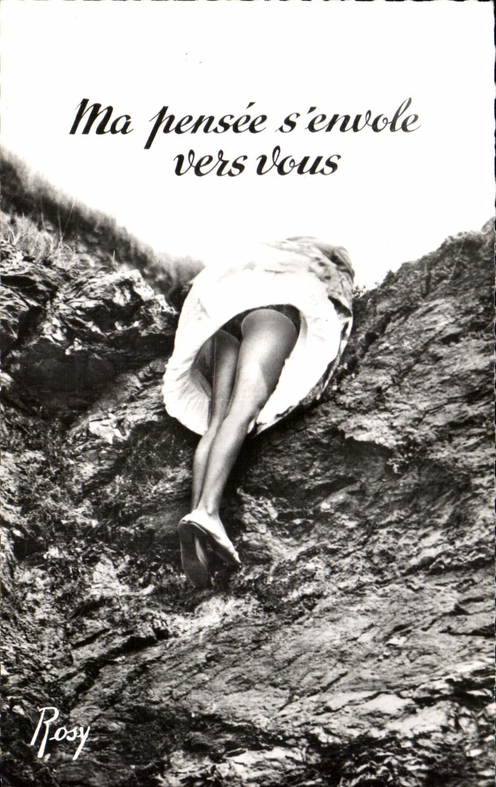 CPA Ma Pensee s envole Vers vous Humour Femme