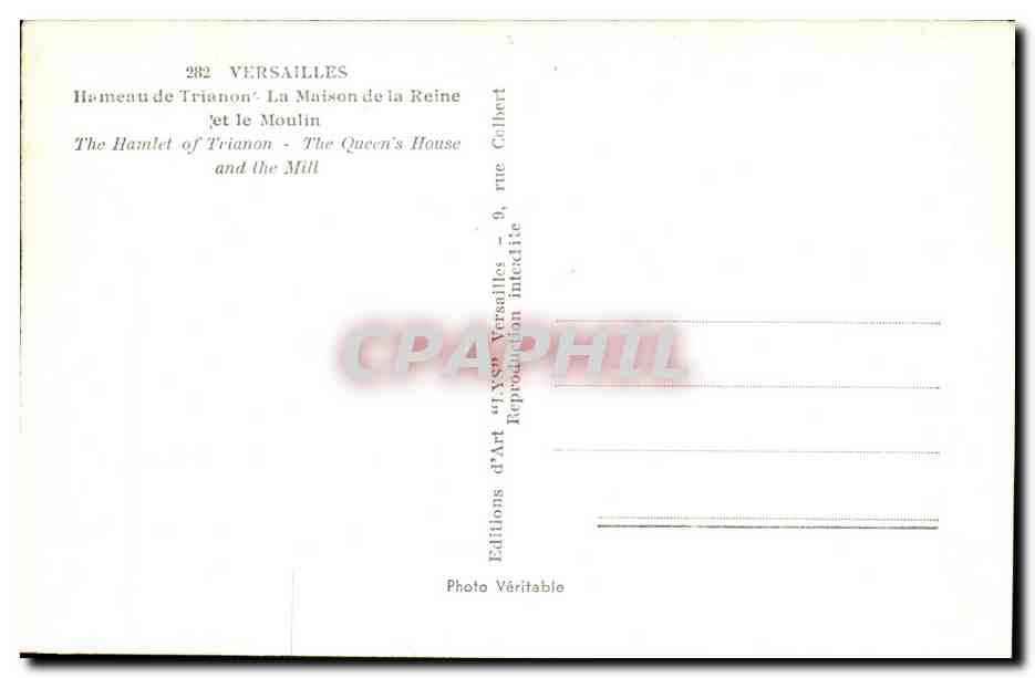 Hameau de Trianon — La Maison de la Reine et le Moulin — Editions d'Art Versailles — Verso