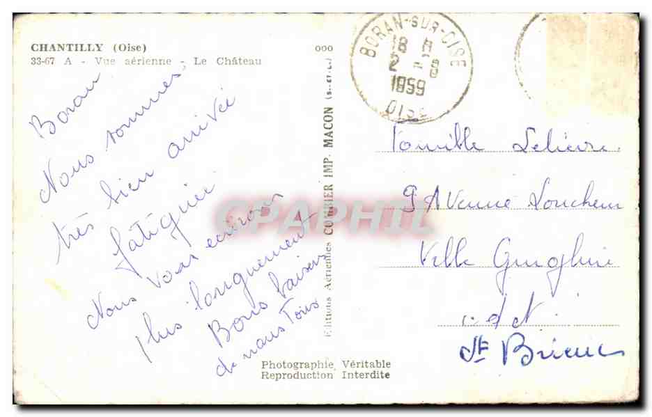 CPA Chantilly Vue aerienne Le Chateau — Reverso