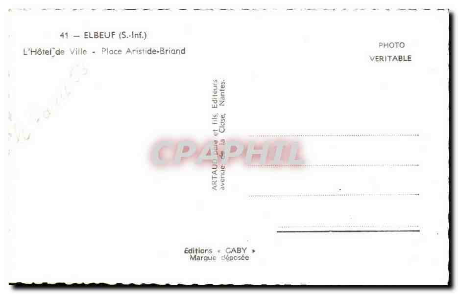 CPA Elbeuf L Hotel de Ville Place Aristide Briand — Rückseite