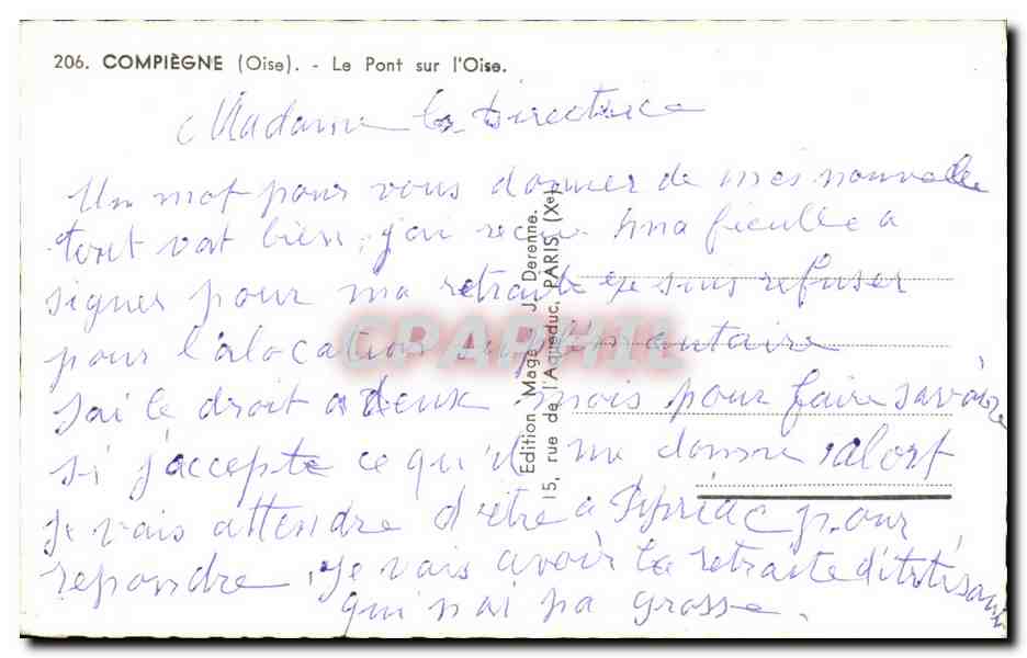 CPA Compiegne Le Pont sur I Oise — Verso