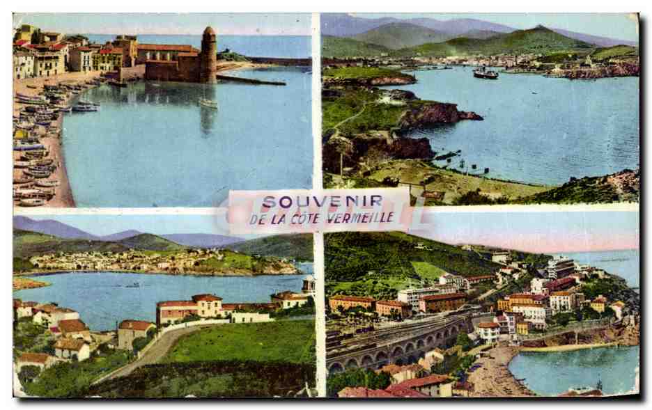 CPA Souvenir De La Cote Vermeille Collioure Port VEndres Banyuls sur Mer Cerbere