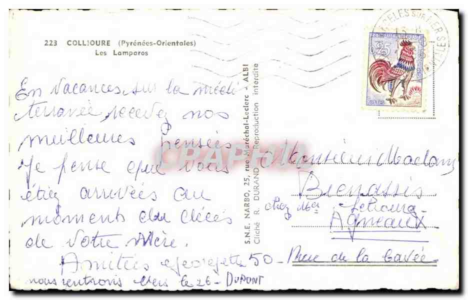CPA Collioure Les Lamparos — Rückseite