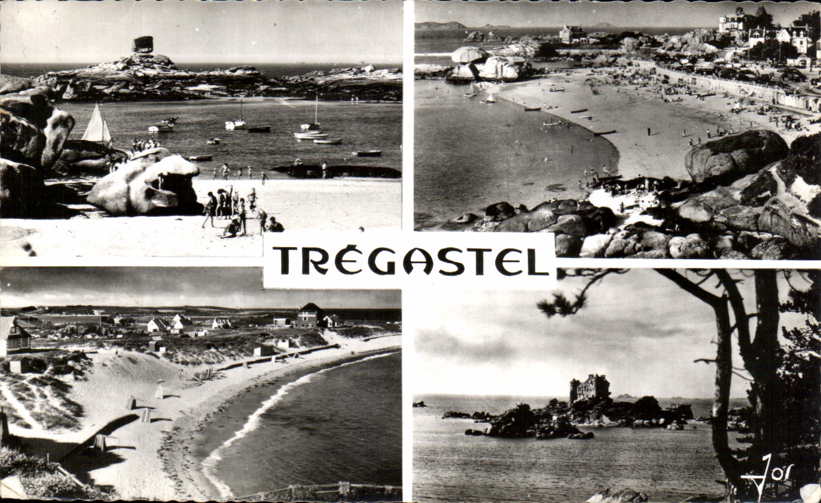Trégastel — vue de la plage, du rocher et du château — Éditions d'Art JOS