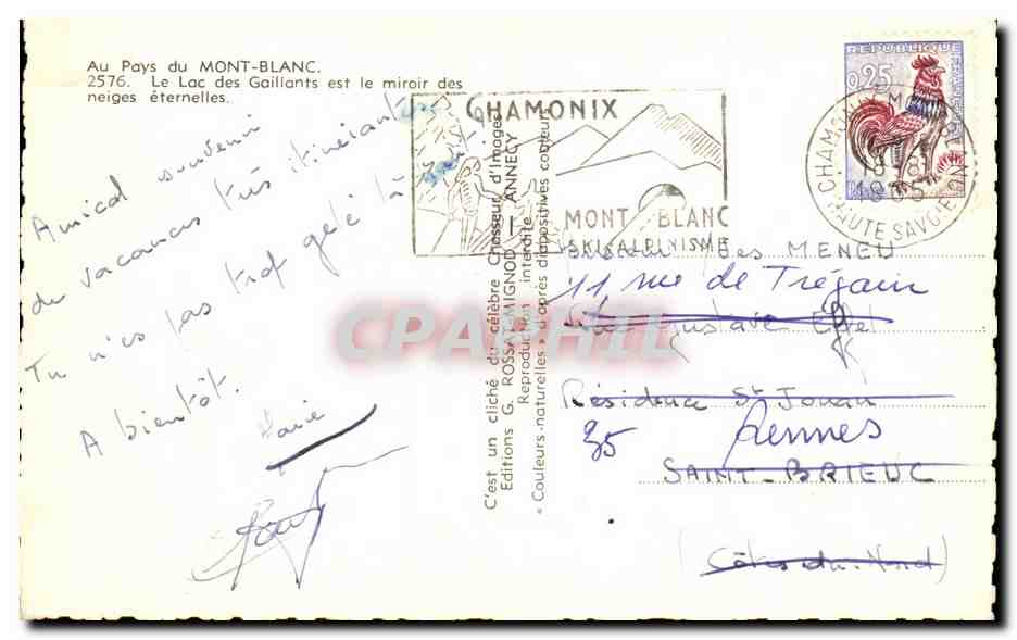 See der Gaillants — Mont-Blanc — Editions Chassagnard, n°2576 — Rückseite