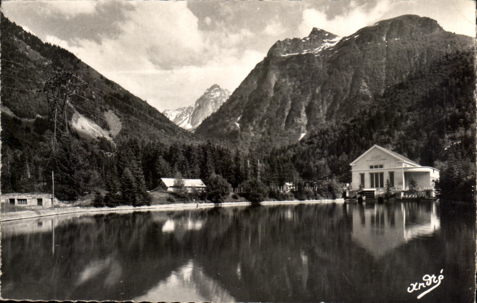 Les Belles Alpes Françaises — L'usine électrique de Fond de France et le Rocher Blanc (2931 m.) — Édition d'Art André, Grenoble