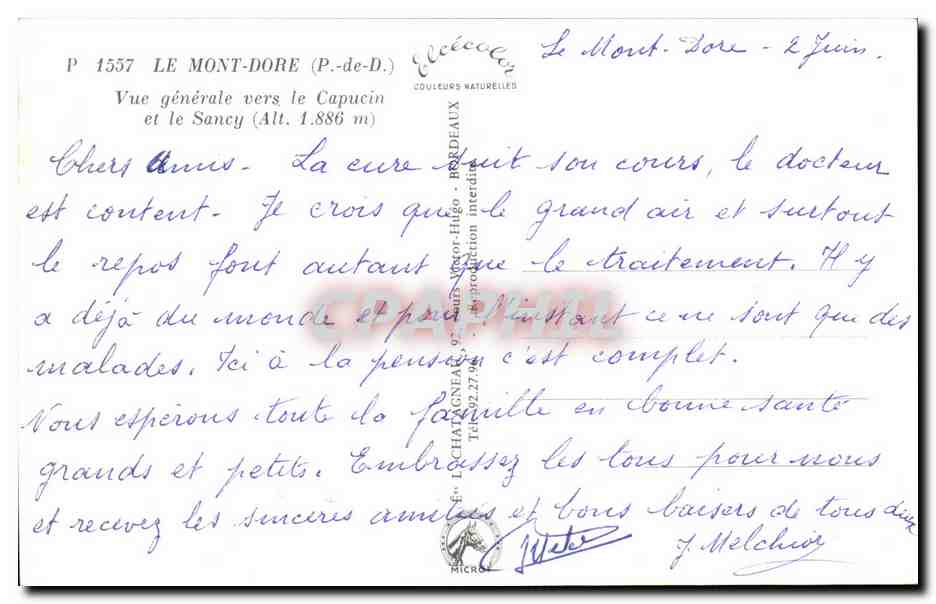 Le Mont-Dore — Vue générale vers le Capucin et le Sancy (Alt. 1.886 m) — Élèce — Reverso