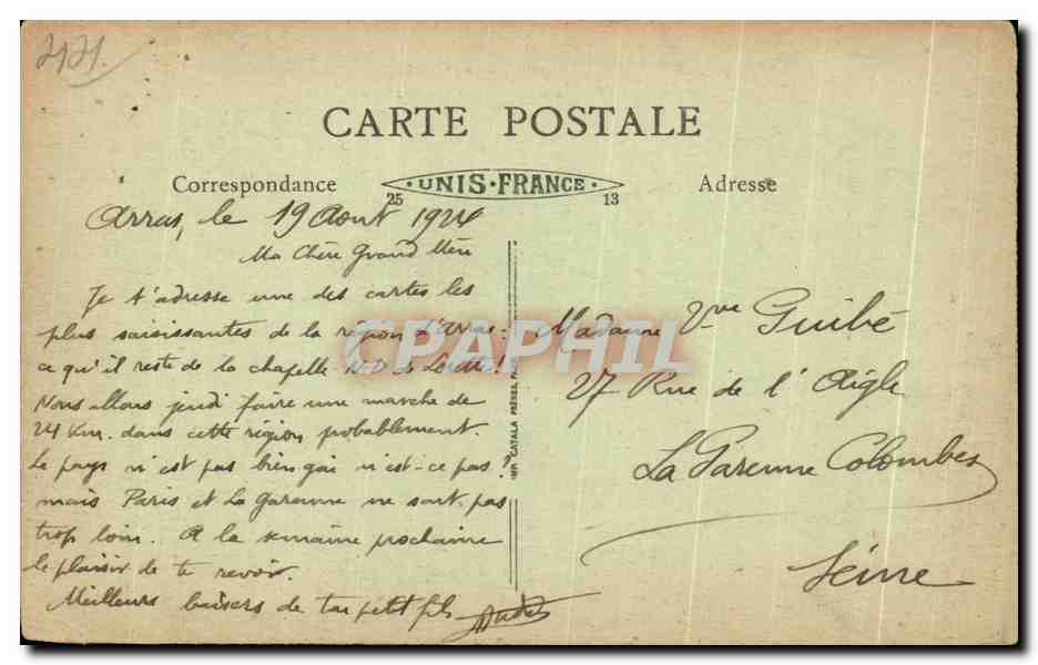 CPA Ablain Saint Nazaire apres la Guerre Le Cimetiere et le Christ After the War The Cemetery and the Christ — Rückseite