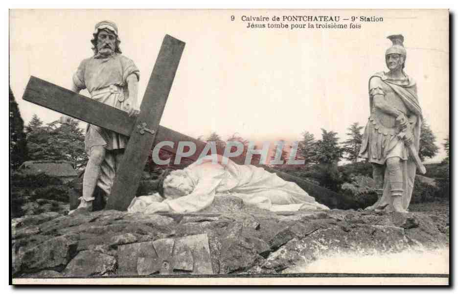 CPA Calvaire de Pontchateau 9 Station Jesus tombe pour la troisieme fois