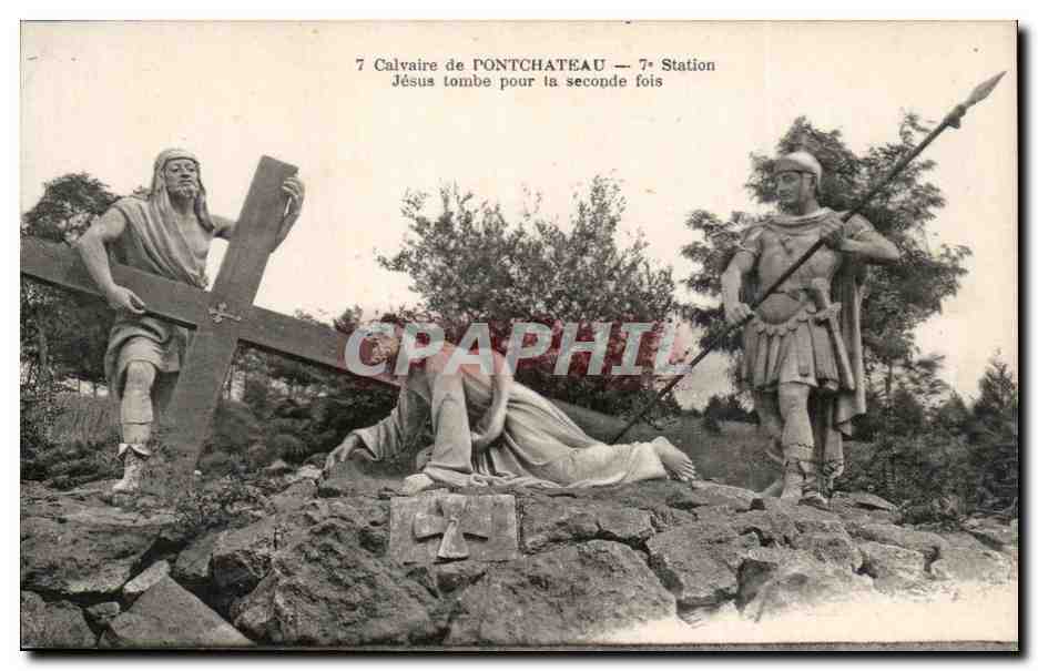 CPA Calvaire de Pontchateau 7 Station Jesus tombe pour ls seconde fois