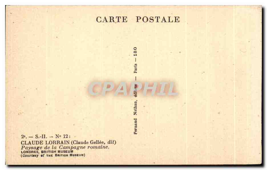 CPA Claude Lorrain Paysage de la Campagne romain Claude Gelee  — Back