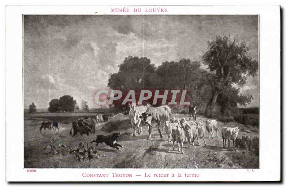 CPA Constant Troyon Le retour a la Ferme Paris Musee du Luxembourg Vaches Moutons Chien 