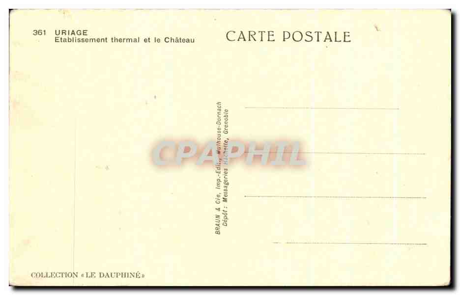 CPA Uriage Etablissement Thermal et le Chateau — Rückseite