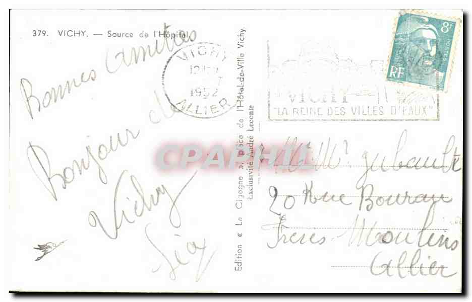 CPA Vichy Source de I Hopital — Verso