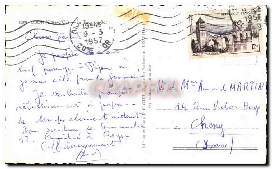 CPA Dijon La Tous de Bar — Reverso