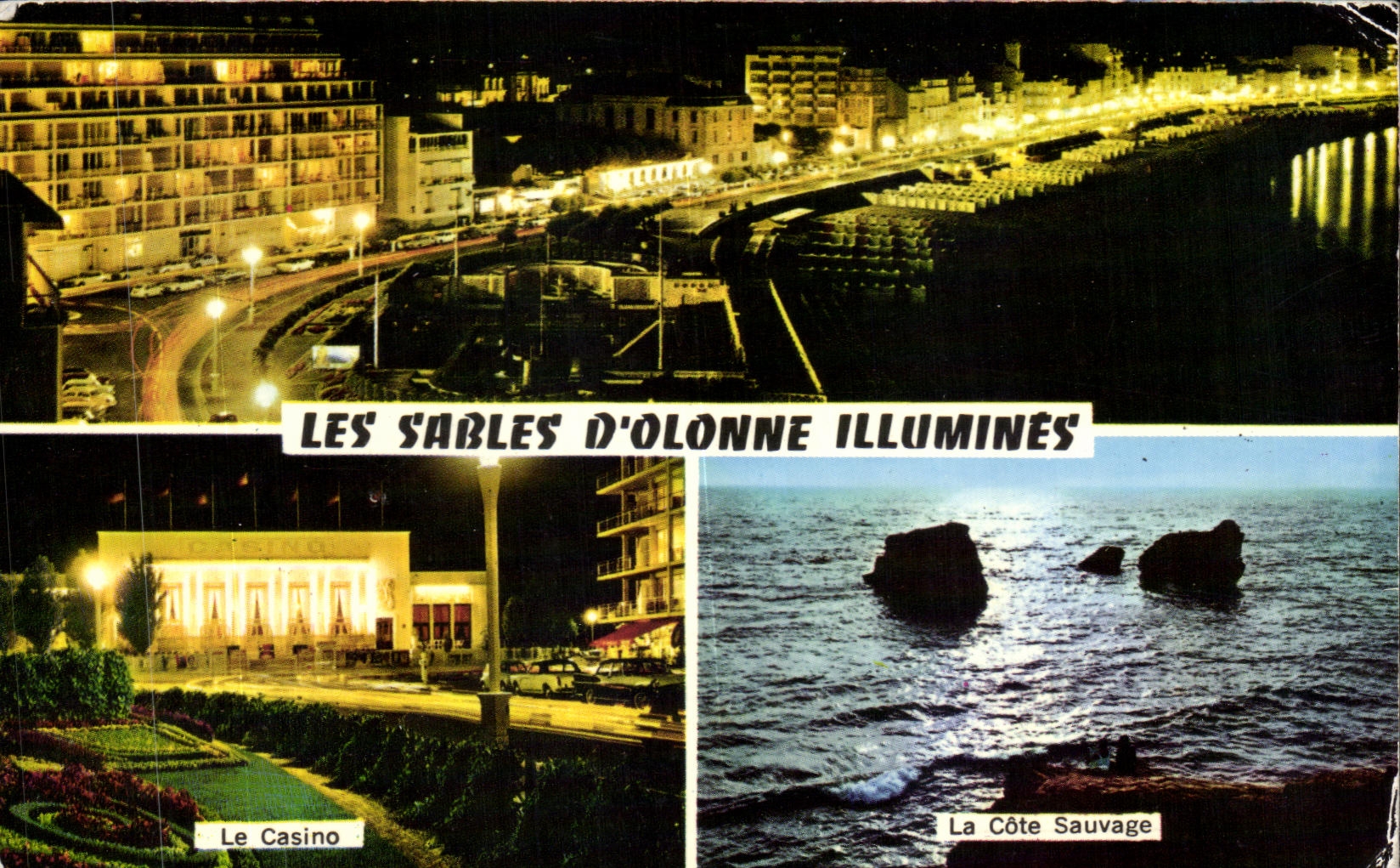 Beleuchtete Les Sables d'Olonne — Nachtsicht des Casinos und der Wildküste — Verlag APTAUD Frères