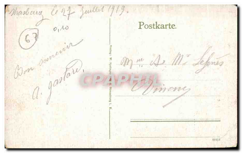 CPA Strassburg Gare centrale — Verso