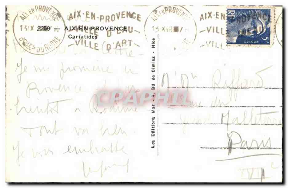 Aix-en-Provence — Cariatides de la Villa d'Art — Éditions Mar de Gimlez — Rückseite