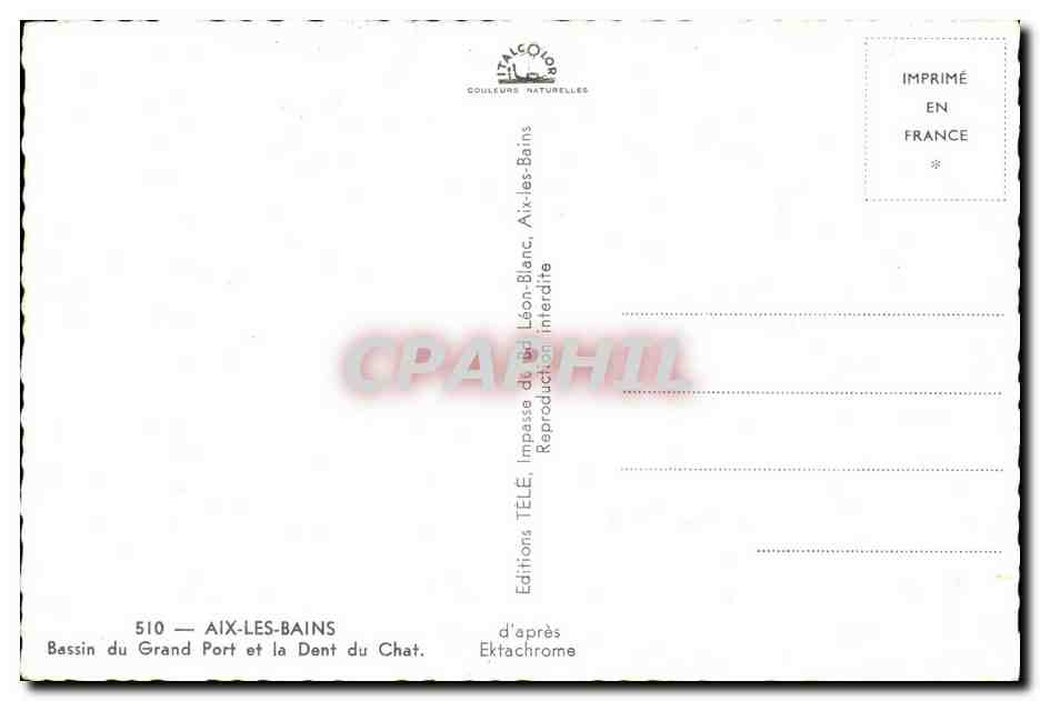 CPA Aix les Bains Bassin du Grand Port et la Dent du Chat — Rückseite