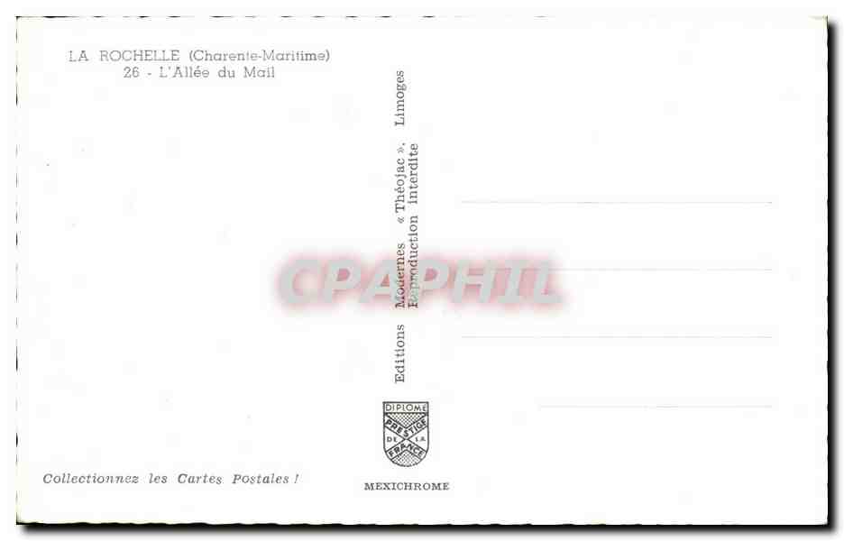 CPA La Rochelle L Allee du Mail — Rückseite