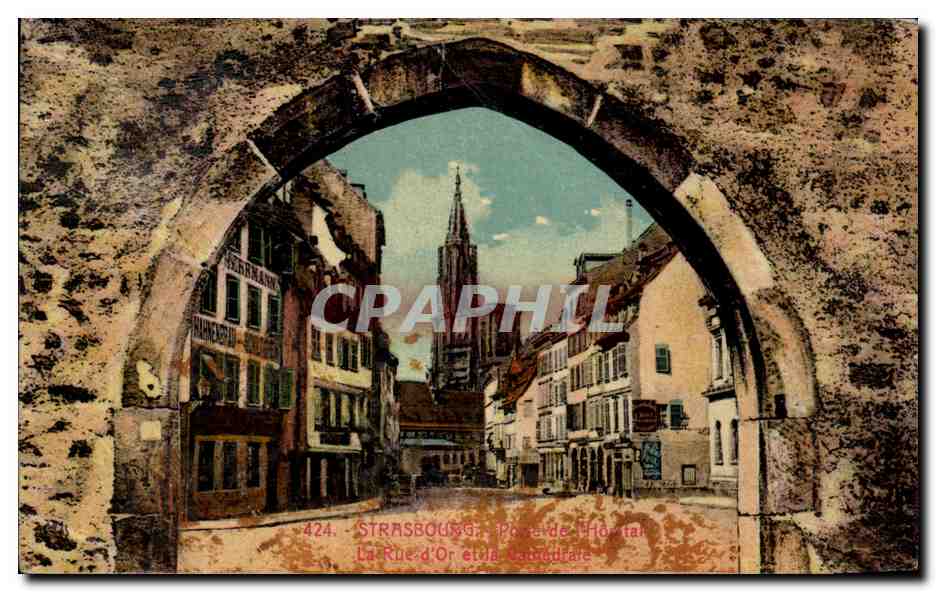 Strasbourg - Porte de Rohan et la Cathédrale — éditeur Ferrand, n° 424