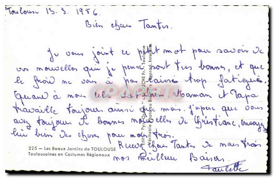 Les Jardins de Toulouse — Éditeur Juche, n° 225 — Rückseite
