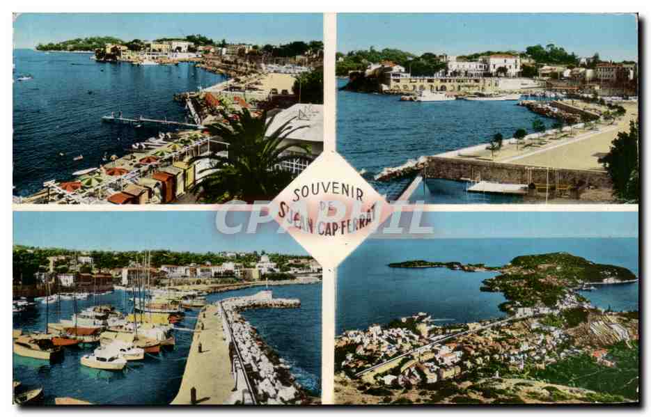 Jean-Cap-Ferrat — vue panoramique du port et des plages — Souvenir de Jean-Cap-Ferrat