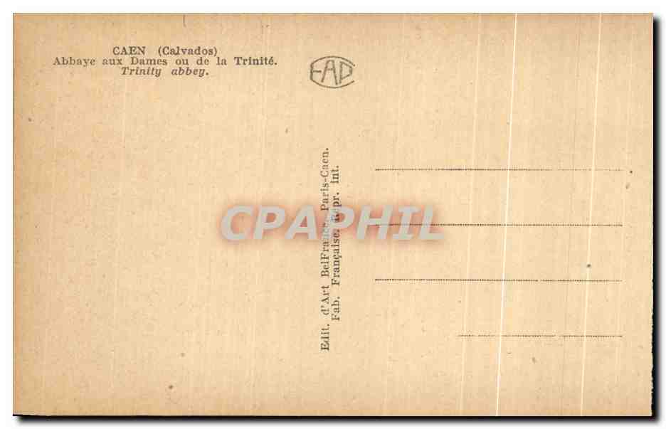 CPA Caen Abbaye aux Dames ou de la Trinite Trinity abbey — Verso