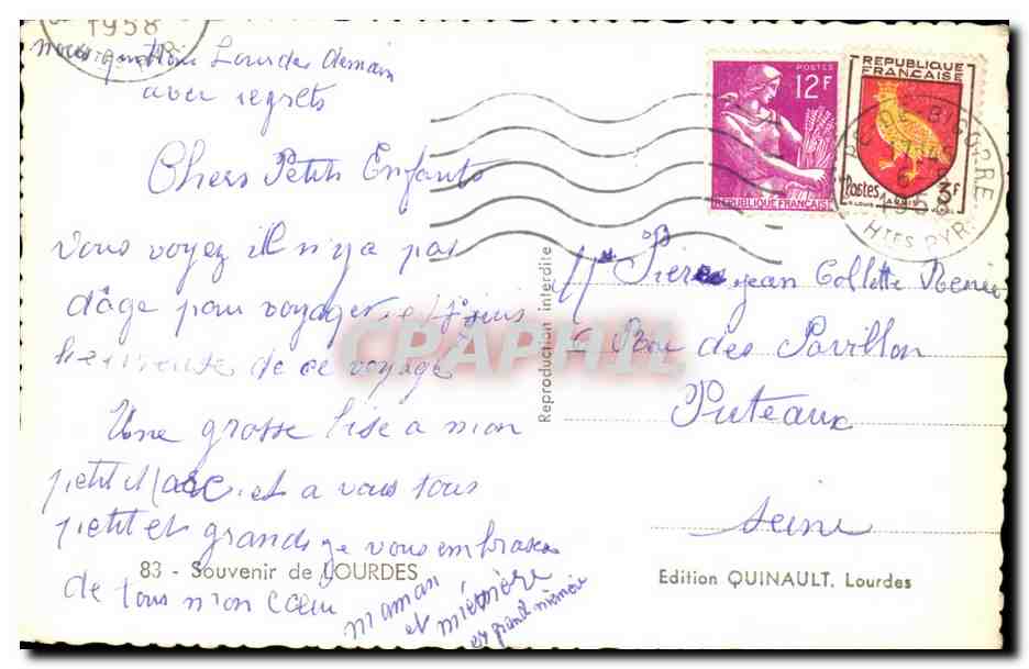 CPA Souvenir de Lourdes Bernadette Apparitions — Verso