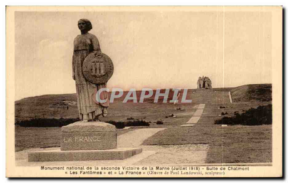 Monument national de la seconde Victoire de la Marne — « Les Fantômes » et « La France » — œuvre de Paul Landowski — Butte-de-Chalmont