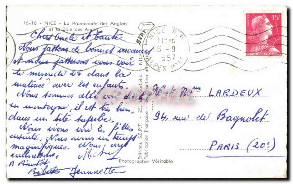 CPA Nice La Promenade des Anglais et la Baie des Anges — Rückseite