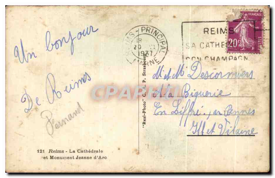 CPA Reims La Cathedrale et Monument Jeanne d Arc — Verso