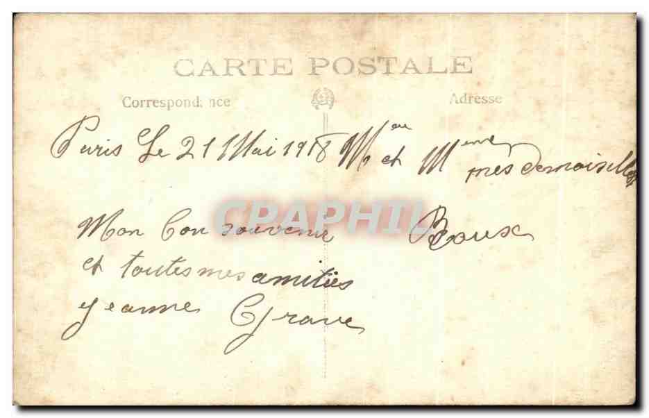 CARTE PHOTO Femme et enfant Paris 1918 — Verso